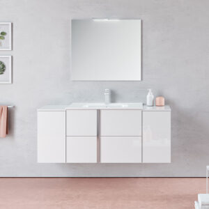 Bathroom vanity ONIX+ 56 in 1D 2DR 1D Gloss White