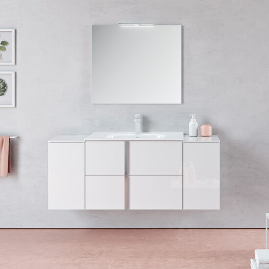 Bathroom vanity ONIX+ 56 in 1D 2DR 1D Gloss White