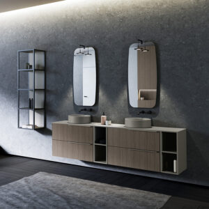 Bathroom vanity Mio 96 in 4DR + 2 Open Module Matt Sand