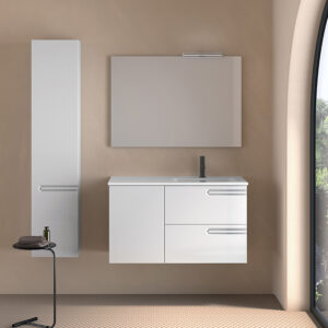 Bathroom vanity Econic 40 in 1D 2DRL Matt White