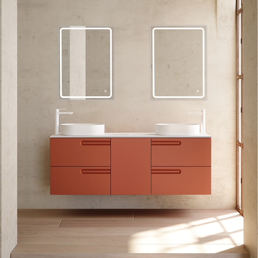 Bathroom vanity Econic 64 in 2DRL 1D 2DRR Terracotta